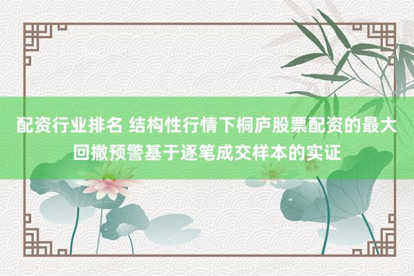 配资行业排名 结构性行情下桐庐股票配资的最大回撤预警基于逐笔成交样本的实证