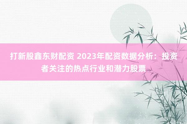 打新股鑫东财配资 2023年配资数据分析：投资者关注的热点行业和潜力股票