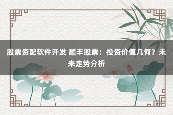 股票资配软件开发 顺丰股票:投资价值几何?未来走势分析