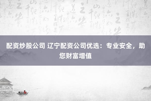 配资炒股公司 辽宁配资公司优选：专业安全，助您财富增值